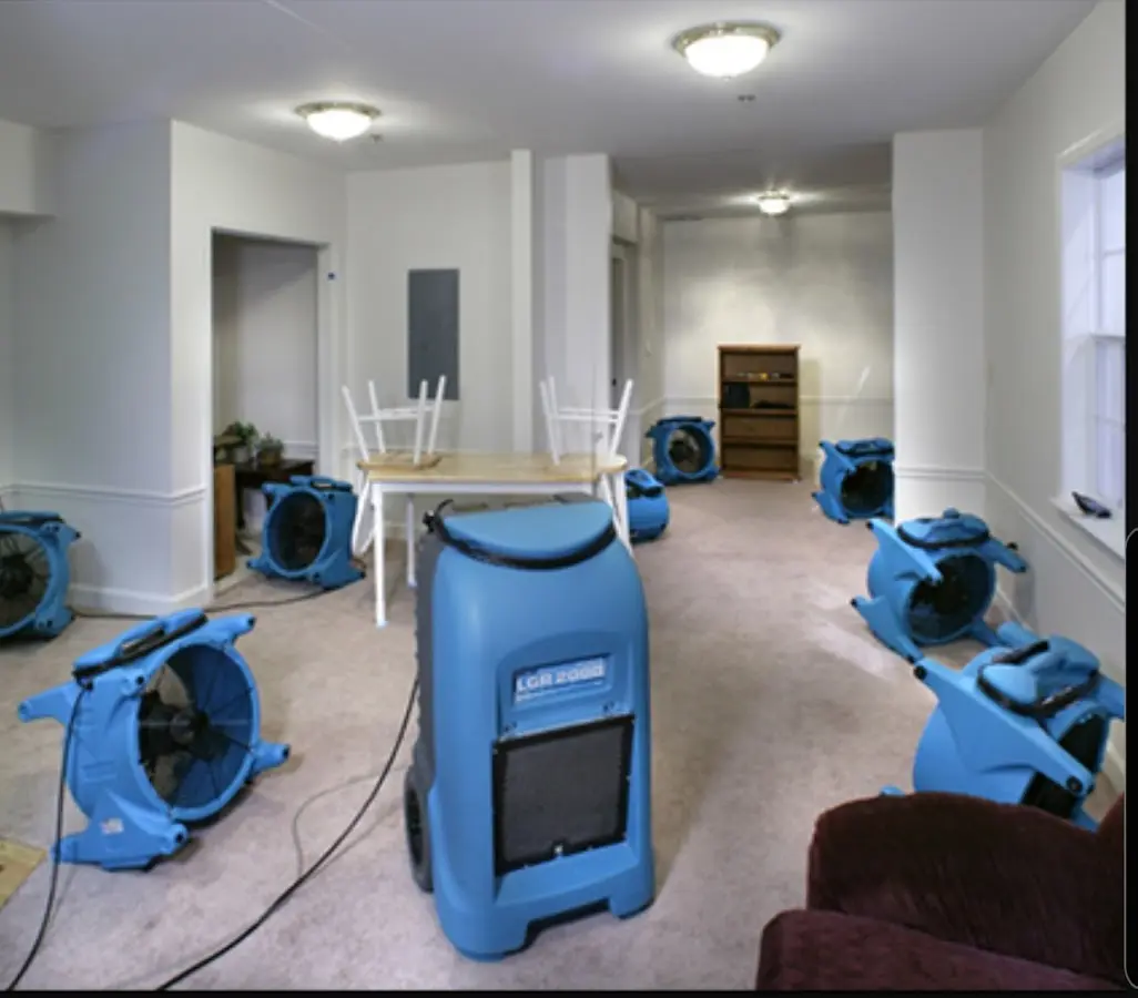 Air movers and dehumidifier setup for Water Extraction & Removal in Marlow Heights